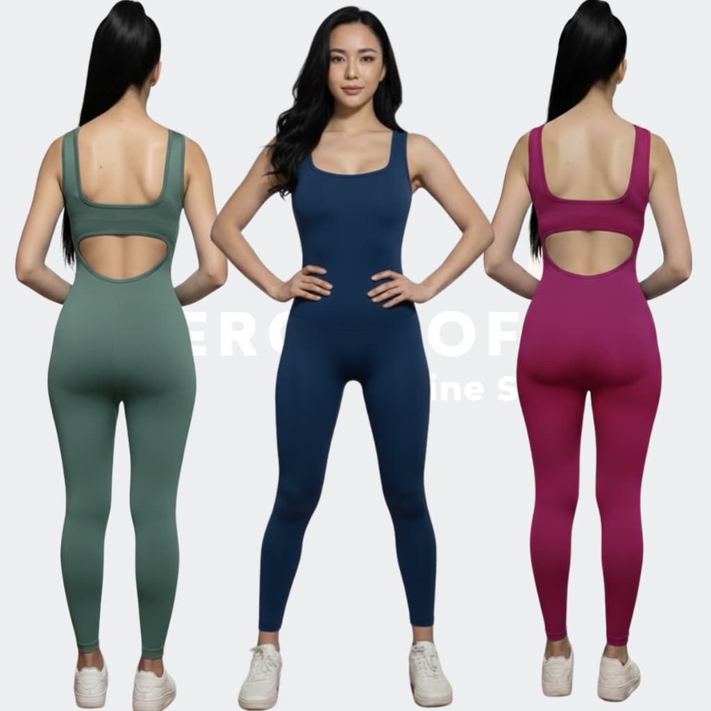 Macacão Longo Feminino Costa Decote Triângulo Tecido Premium Zero Transparência Academia Fitness