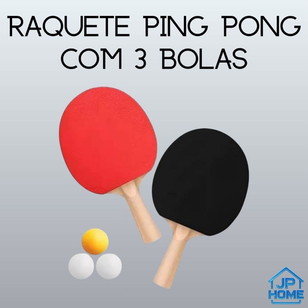 Kit Ping Pong Com 2 Raquetes 3 Bolinhas Tênis de Mesa Iniciantes Crianças Adultos