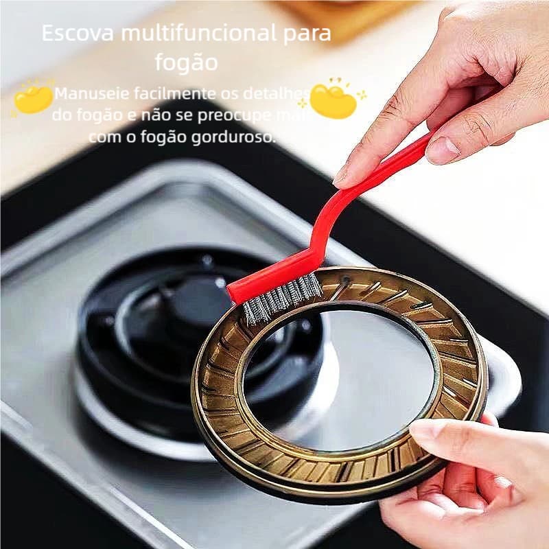 Escova Multiuso 3 UN – Aço/Latão/Nylon, Limpeza Forno/Grelha/Fogão