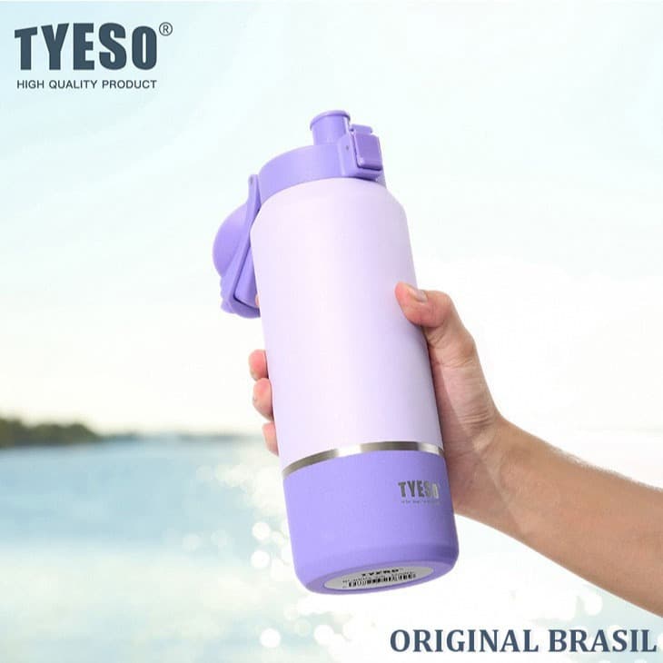 Garrafa Térmica de Aço Inoxidável TYESO Garrafa Térmica Boca Larga1200ml Vedação Total  Grande Capacidade