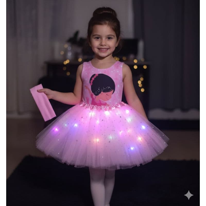 fantasia infantil balé kit 3 pçs  bailarina   morena afro faixa colan body bore led manguinha1 ano ate 10 anos .