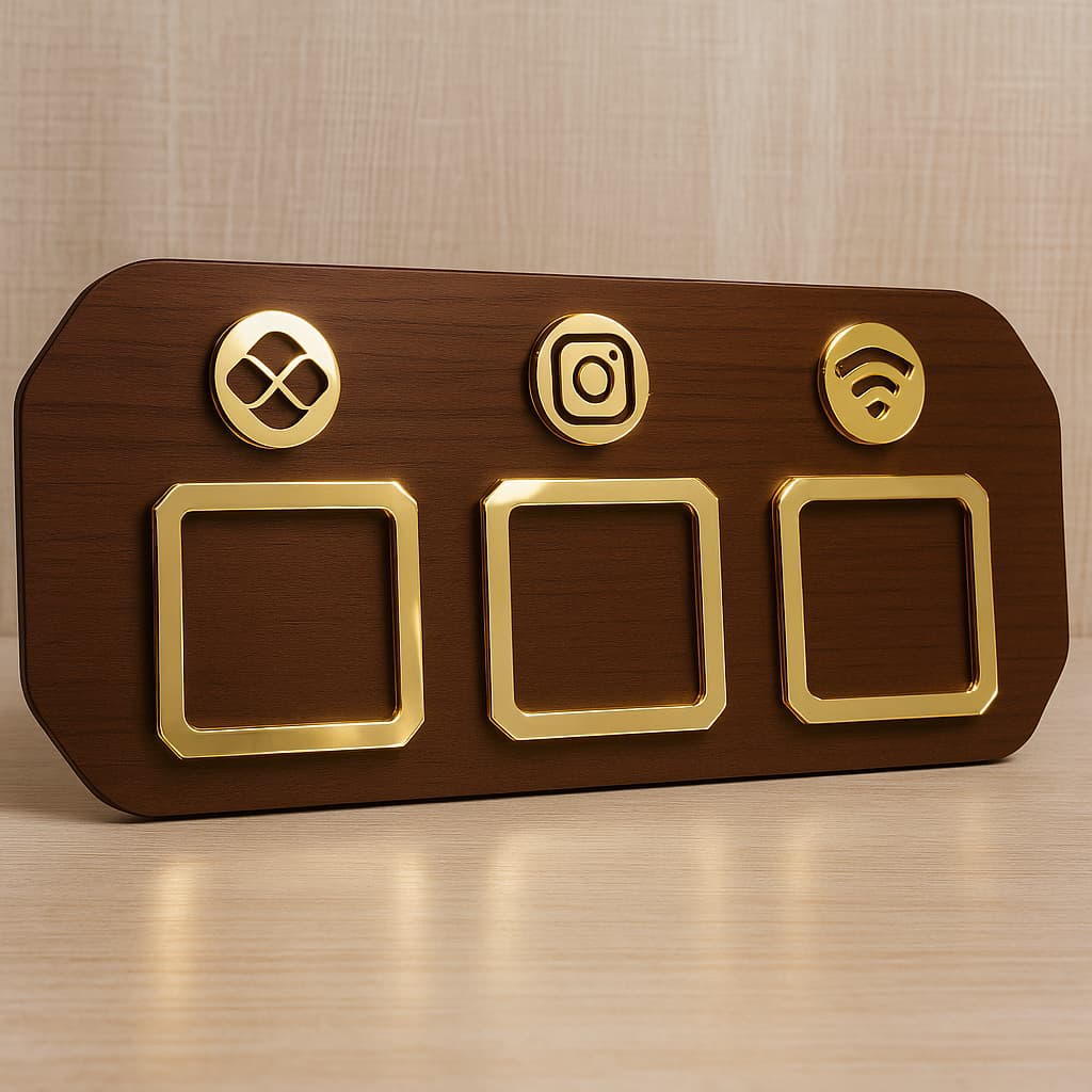 Placa Pix  Em Mdf e Acrílico Placa de Mesa Pix Instagram Wi-fi Design Moderno e Sofisticado