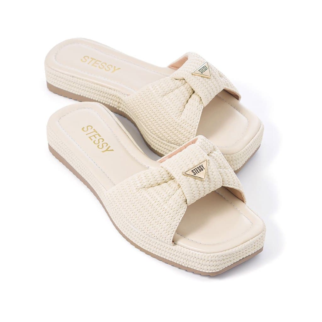 Sandália Feminina Tamanco Feminino Papete Flat Confortável Juta Detalhe Confortável