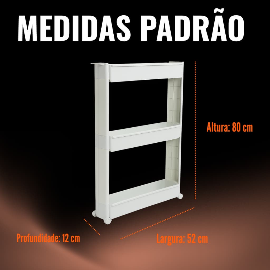 Armário Multiuso Com Rodinhas organizadora 3 Andares