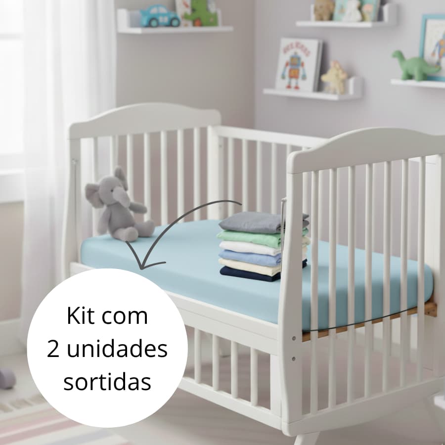 Kit 2 Lençol para Berço Americano 130x70cm com Elástico Microfibra avulso
