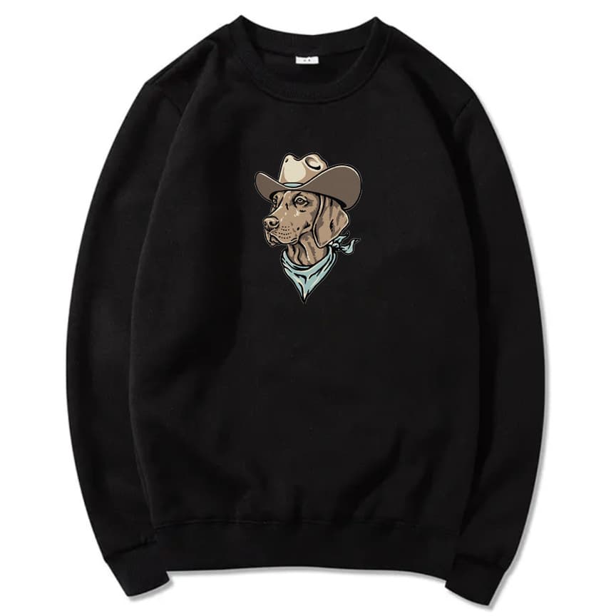 Blusa Moletom Flanelada Estampa Cachorro Cowboy Modelo Sem Capuz Ótima Qualidade