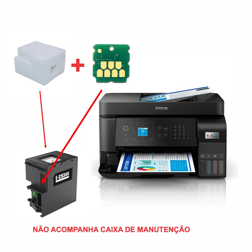 Kit Chip Almofada Caixa Manutenção Compatível C9344 L5590 Xp2100 Xp-3100 Wf-2810