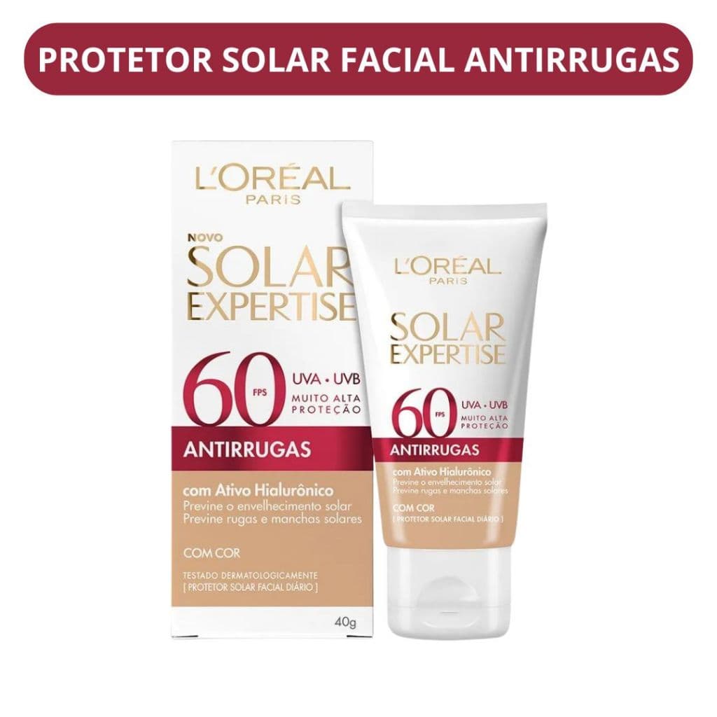 Protetor Solar Expertise Loréal Paris FPS60 Antirrugas 40g - Com Cor