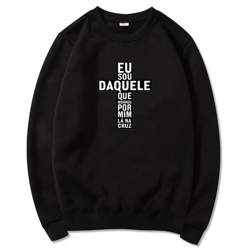 Blusa Moletom Flanelada Estampa Cruz Modelo Sem Capuz Ótima Qualidade