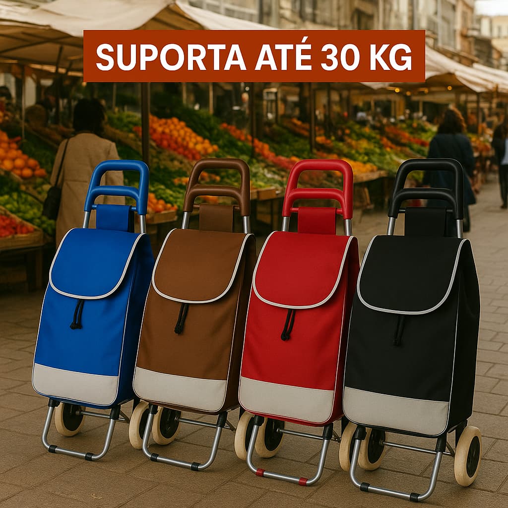 Carrinho De Feira Dobrável Com Rodas - Carrinho De Mão - Diversas Cores