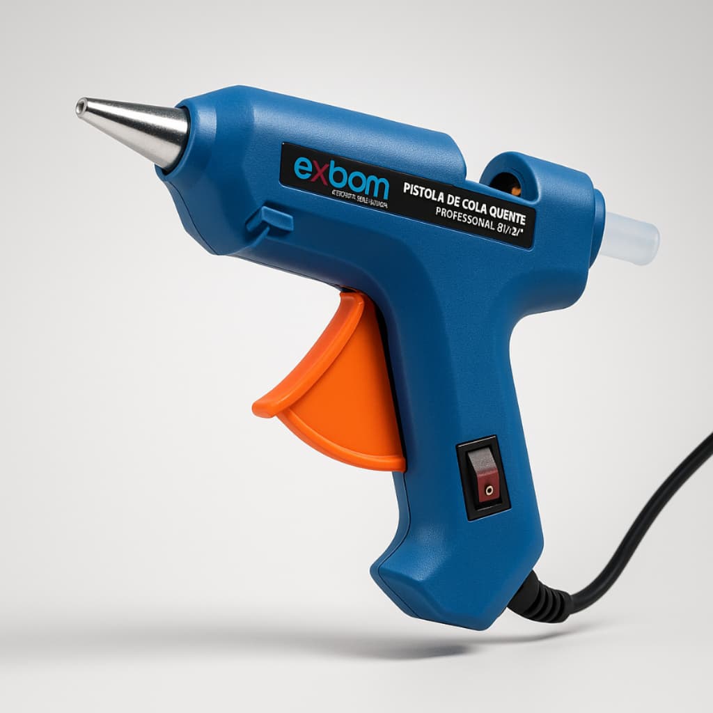 Pistola de Cola Quente Profissional Exbom 20W Bivolt Automático com 2 Bastões – Alta Potência e Precisão