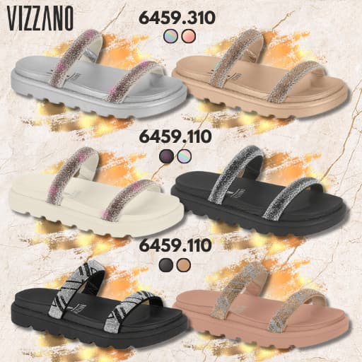 Sandália Feminino Papete Birken Vizzano Elegante Strass Confortável Brilhante tam 34 ao 40