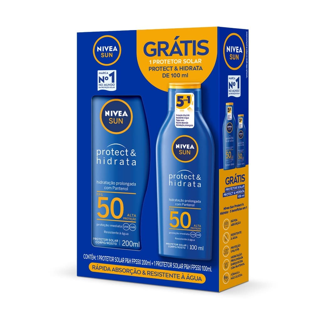 NIVEA Kit SUN Protect & Hidrata FPS 50 200ml + Protect & Hidrata FPS 50 100ml BBB 26