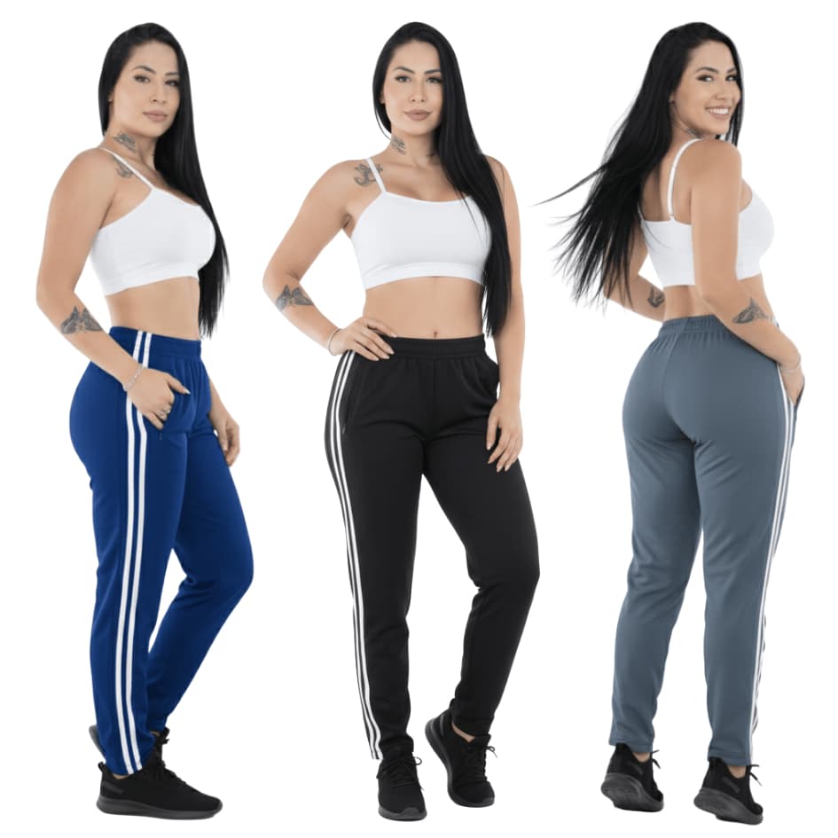 Calça Feminina Uniforme atividade física em academia e corrida com cordão e bolso com zíper