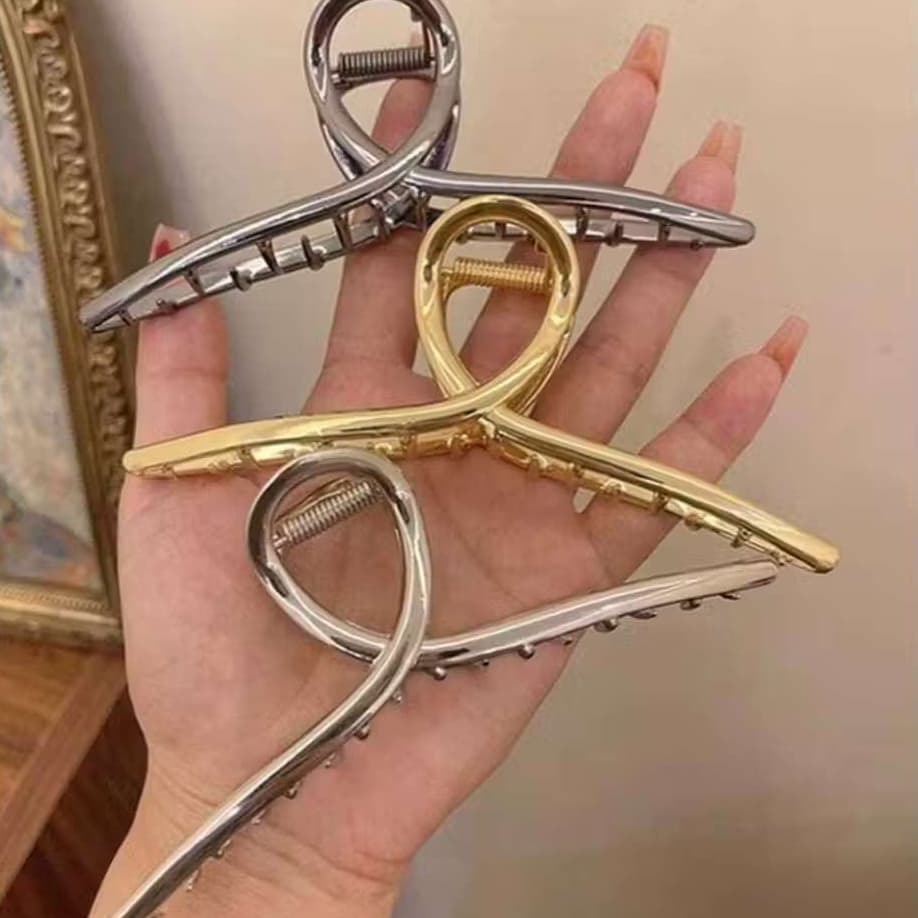 Piranha Cabelo Metal Tubarão Grampo Feminino Grande Elegante e Delicado