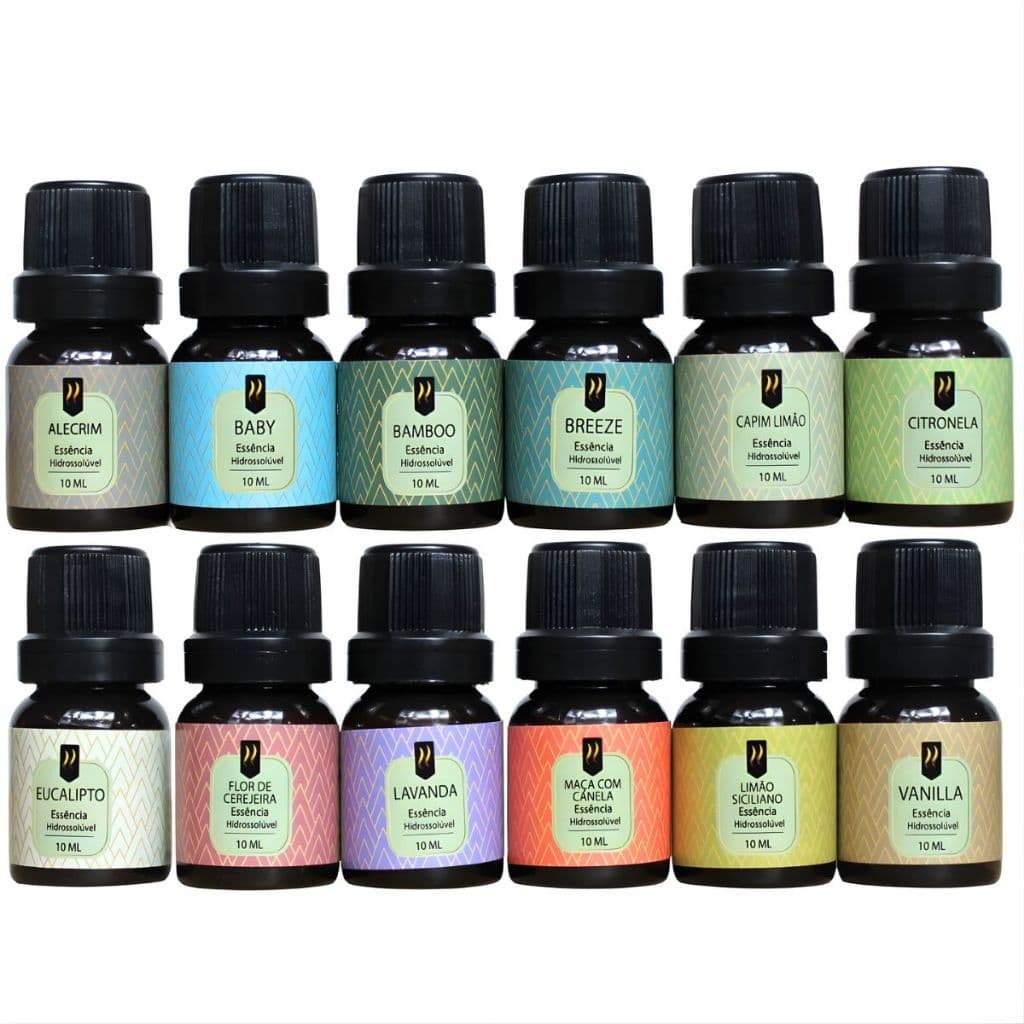 Kit 12 Essências Aromáticas 10ml Para Difusor Umidificador Aromatizador Aromaterapia – Nattuaromas