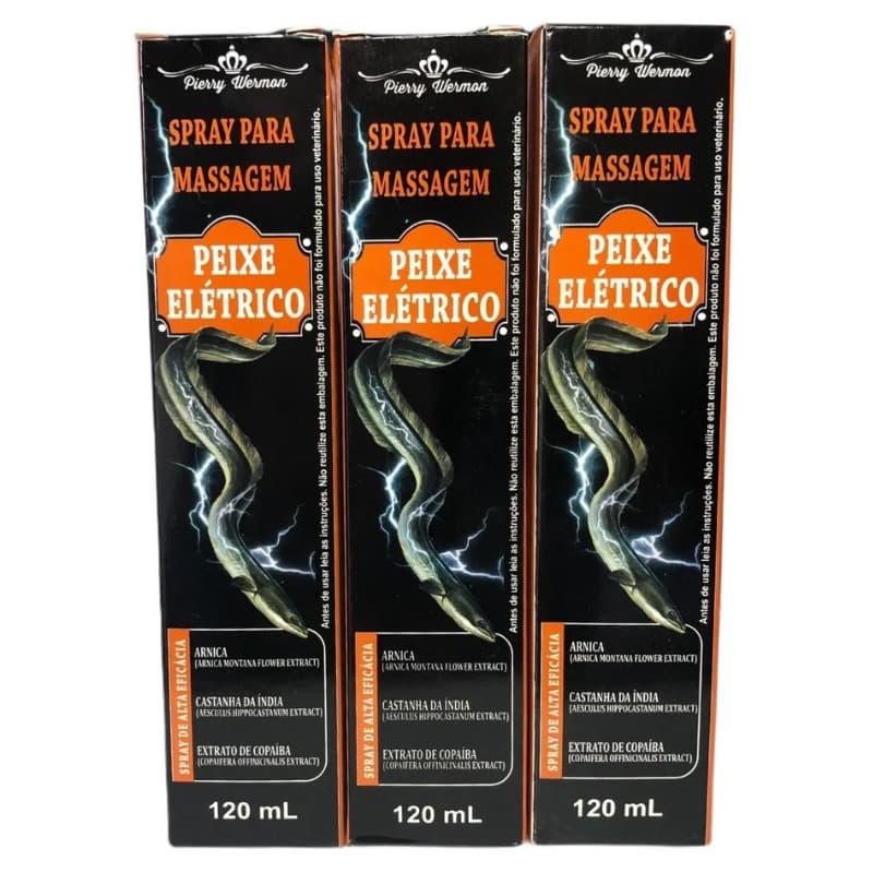 Kit c/ 3 Spray para Massagem Peixe Elétrico Pierry Wermon 120ml