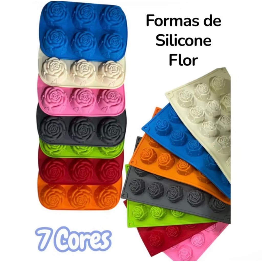 Molde de Silicone em Forma de Flor – Kit com 6 ou 15 Cavidades (2 Modelos) ✨ Ideal para Morangos do Amor, Bolos, Gelatin