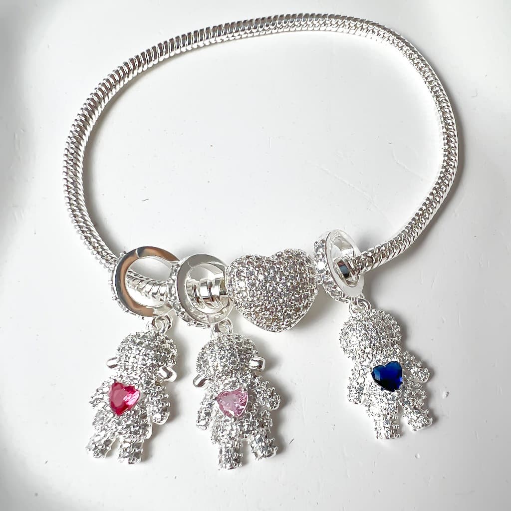 Pulseira Feminino Berloque Menina Menino Casal Prata 925