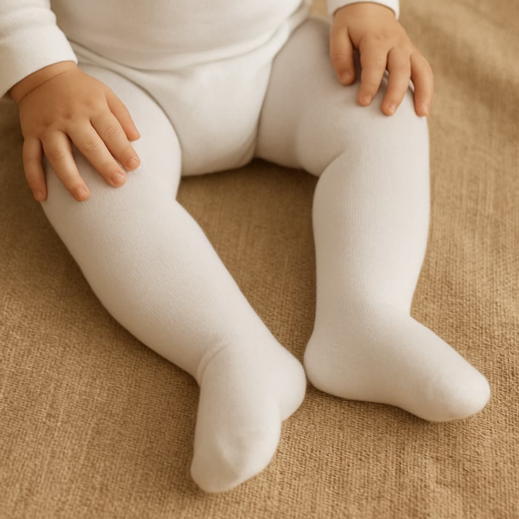 Meia Calça Para Bebe Inverno/Batizado fio 70 Branca Tamanho 0 a 12 meses