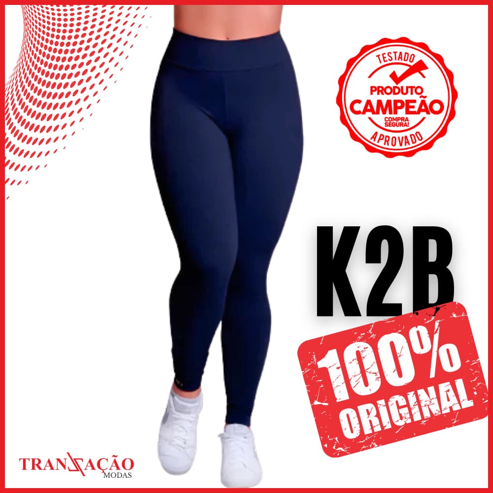 Calça Legging Azul ou Preta Feminina K2B At Plus Size Tecido Grosso Cos Alto Leg Academia