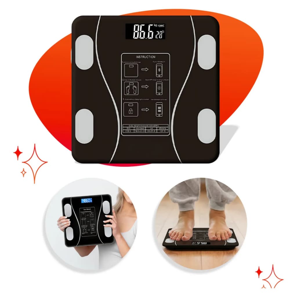 Balança Digital Medidora Corporal Bioimpedância Fitness Android/iOS até 180 Kg