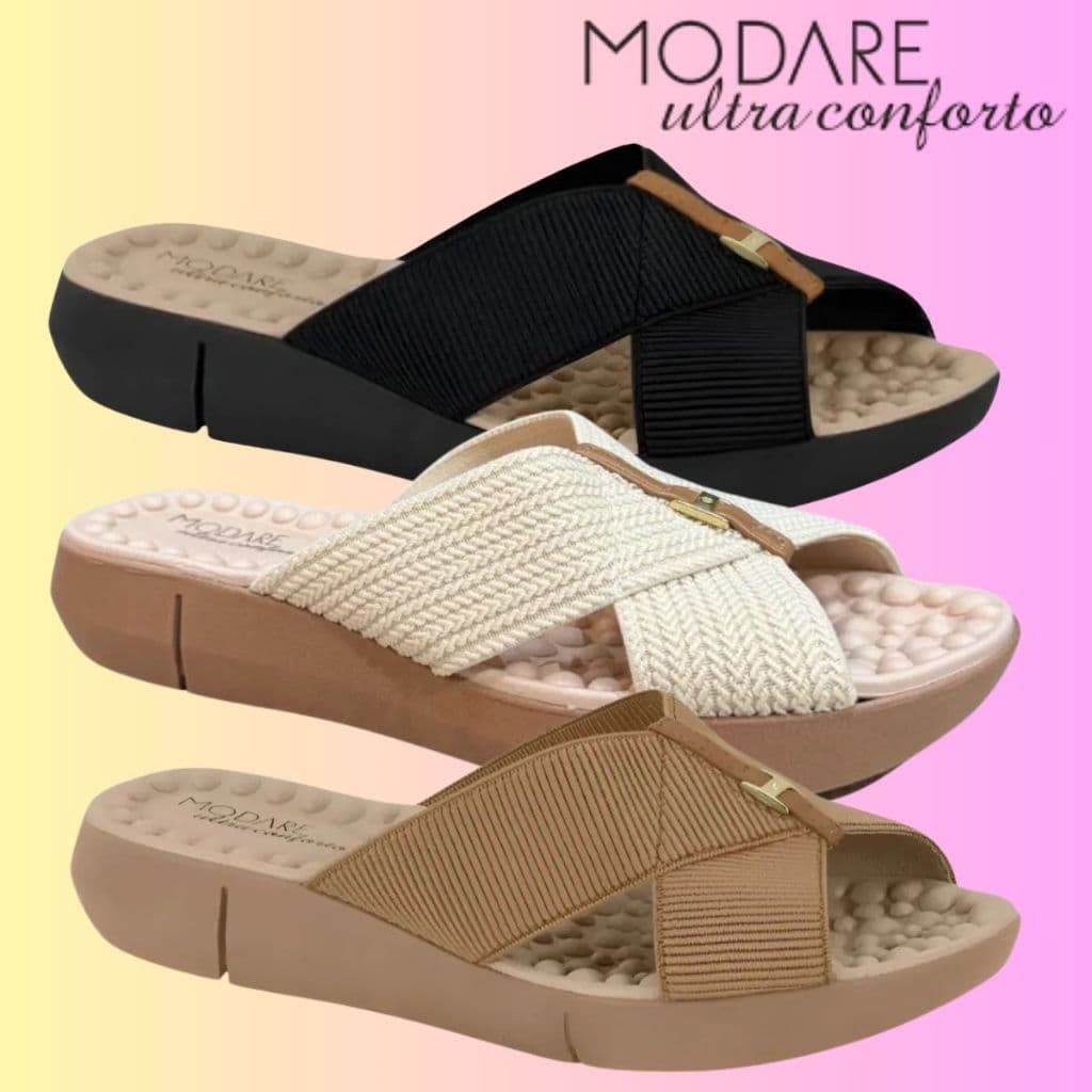 Chnelo De Dedo Feminino Modare Anabela Ortopédico Massageador Sandália Confortavel