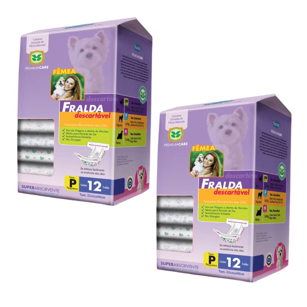 Kit Fralda Descartável para Cães Fêmeas Chalesco 24 Unidades Tamanho P