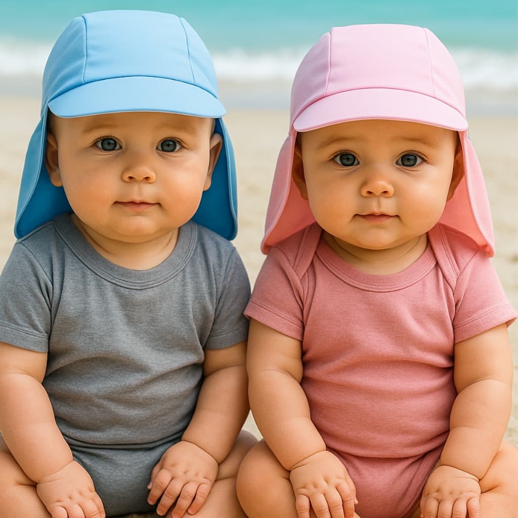 Boné Infantil Chapéu de Bebê com Proteção UV 50+ Moda Praia de Criança Menino Menina