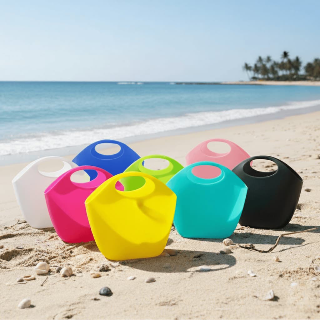 Bolsa de praia, cooler de bebidas, cesta de presente
