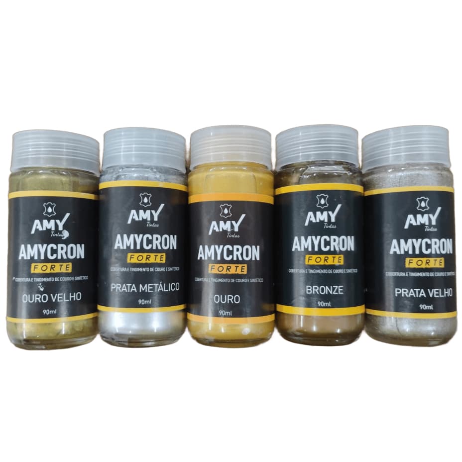 Tinta AmyCron Metalizada – Para Couro Legítimo e Couro Sintético | Bolsa, Sapato, Bota | 90ml