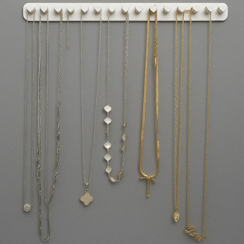 Organizador de Joias para Pendurar Coração de Parede Expositor Anéis Suporte para Colares e Pulseira