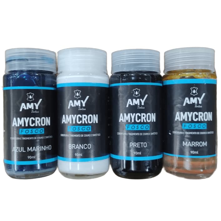 Tinta AmyCron Fosco – Para Couro Legítimo e Couro Sintético | Sapato, Bolsa | Várias Cores - 90ml