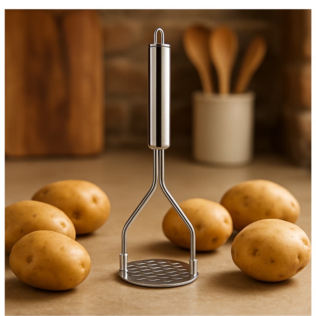 Amassador de Batatas Inox Premium 25cm x 8cm Prateado Utensílio Cozinha Resistente