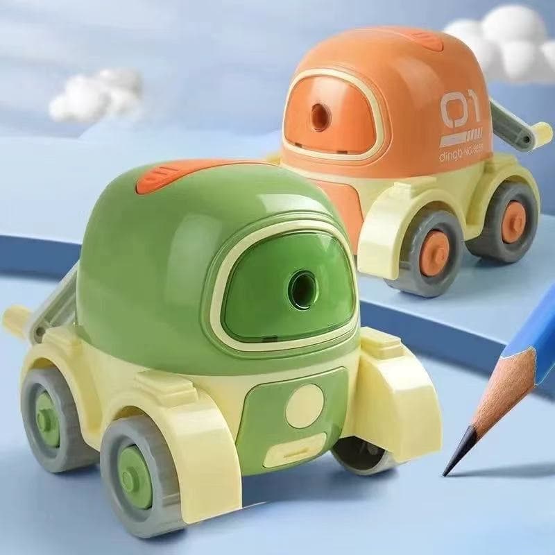 Apontador De Lápis Forma Carrinho Cinza , Verde , laranja,pontador de lápis dos desenho