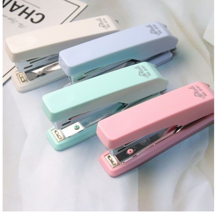 Grampeador pequeno quadrado 4 cores Escritorio Papelaria