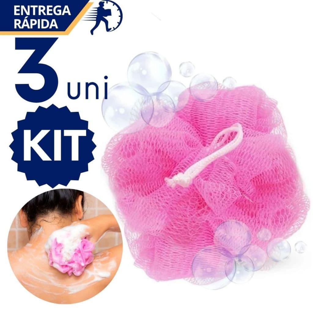 Esponja Esfoliante Bucha de Nylon Para Banho Corpo com Cordão Cordinha Cores Sortidas