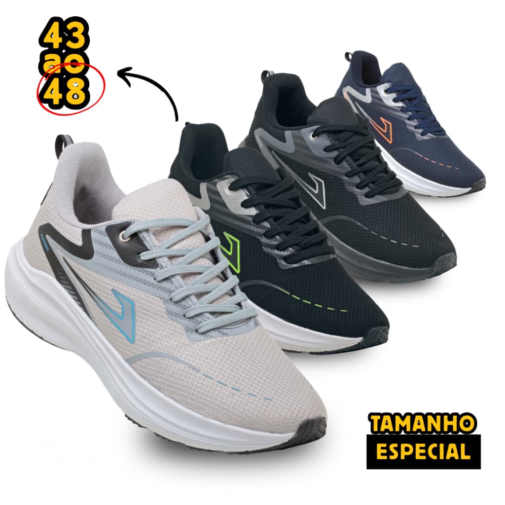 Tênis Masculino Esportivo Especial 44 45 46 47 48 Ultra Leve Confortável Sola Antiderrapante