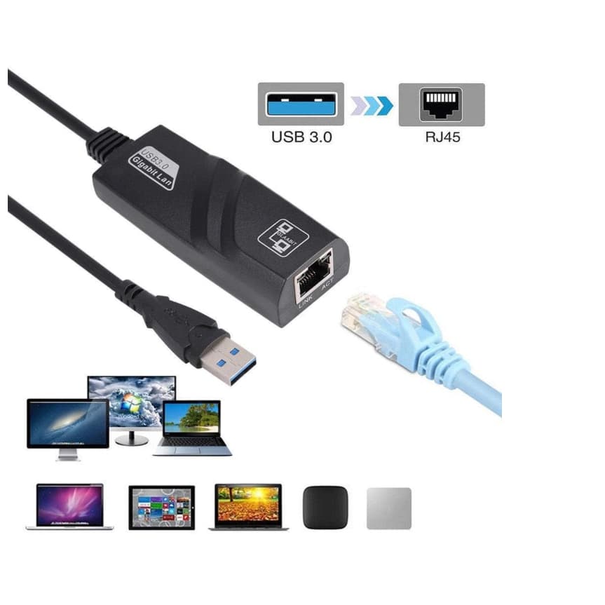 Adaptador Para Rede RJ45 USB 3.0 10/100/1000 INTERNET - 1000MBPS ETHERNET NOTEBOOK PC