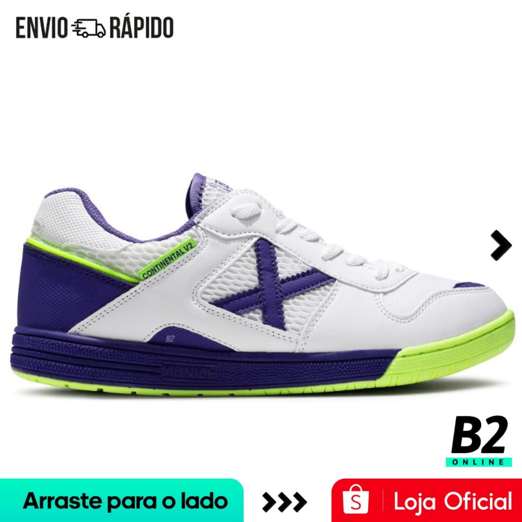Chuteira Futsal Munich Continental V2 Masculina Original com Nota Fiscal e Garantia