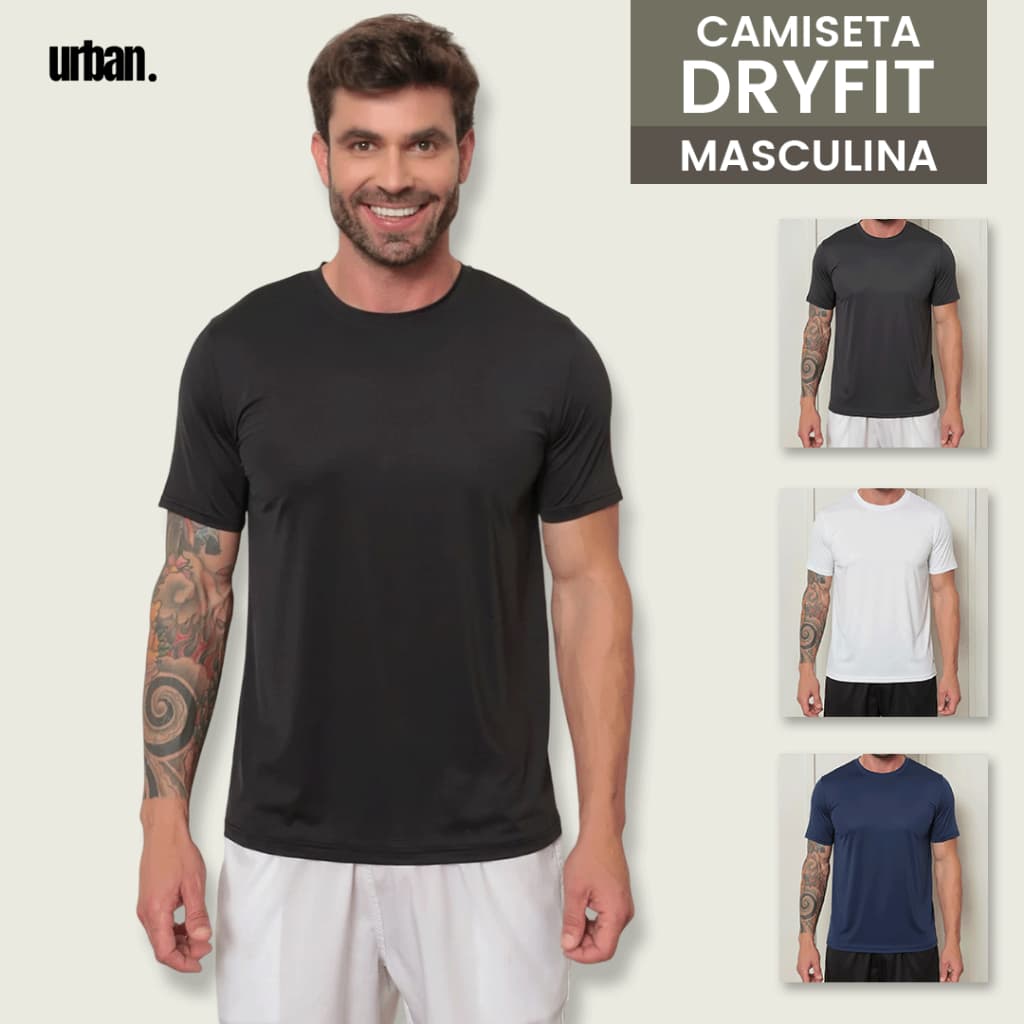 Camiseta Masculina DryFit Poliamida Premium Com Elastano Básica Academia Varias Cores Confortável Moda