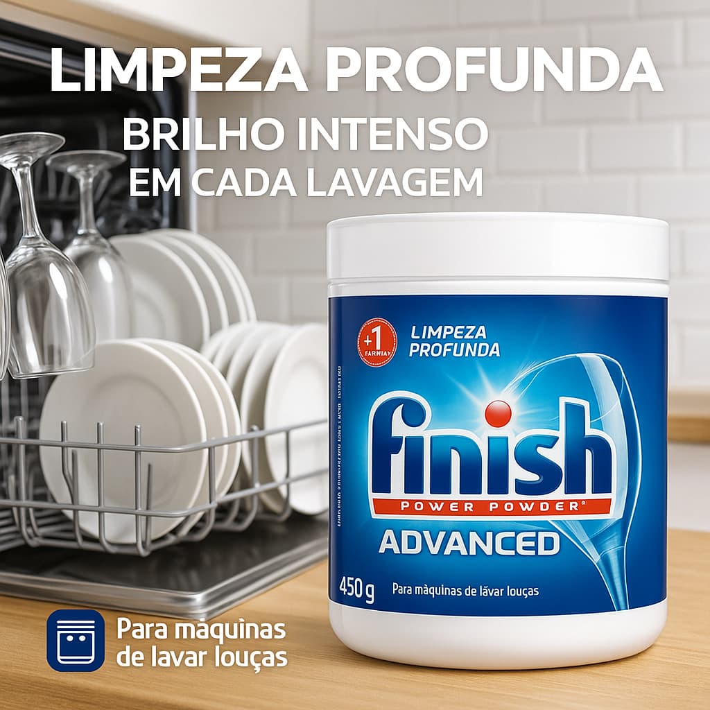 Finish Advanced Detergente Em Pó Para Lava Louças 450g