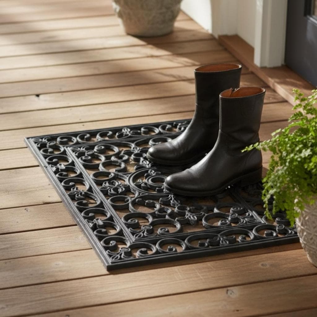 Capacho Borracha Grande Antiderrapante 45 x 75cm Rubber Locket Cocotuft Preto