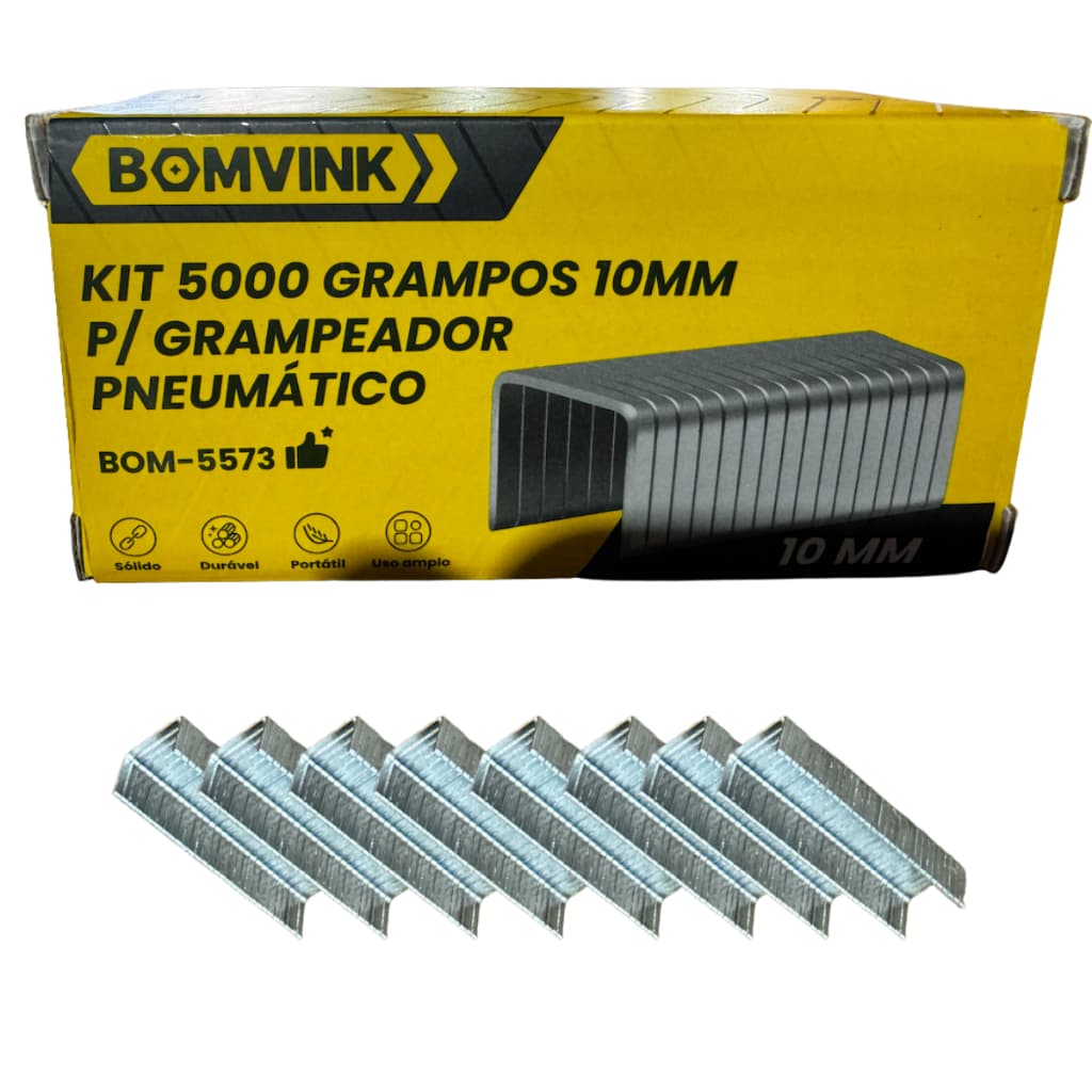 Kit 5000 Grampos 10mm Grampeador Bateria Eletrico Pneumatico