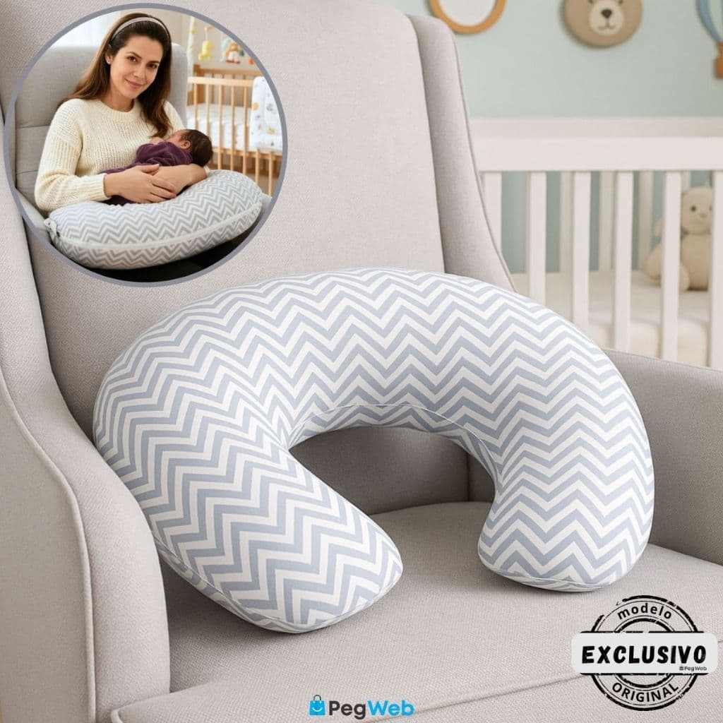 Almofada de Amamentação Bebê Travesseiro Macia Confortável Capa Removível 100% Algodão Apoio PEGWEB