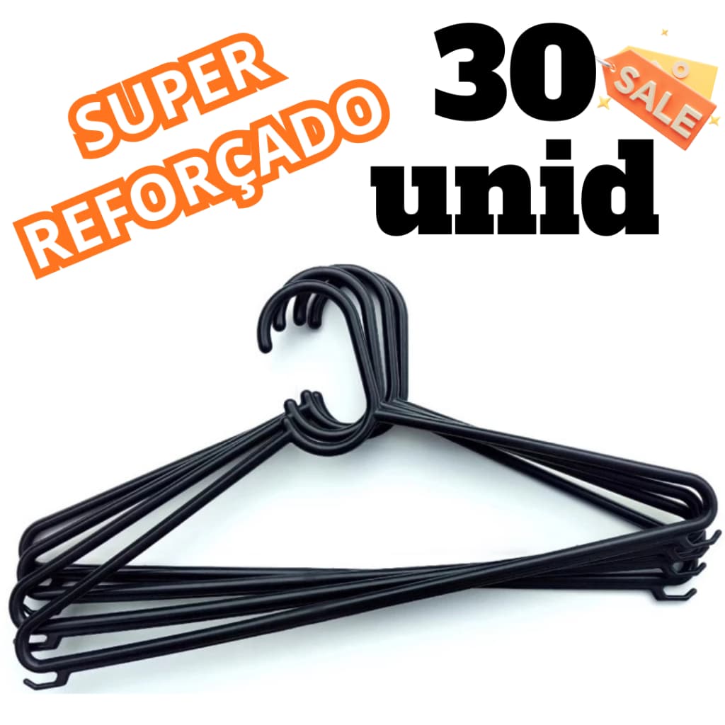 KIT 30 Cabides Adulto Antedeslizante Reforçado Slim Atacado em Promoção