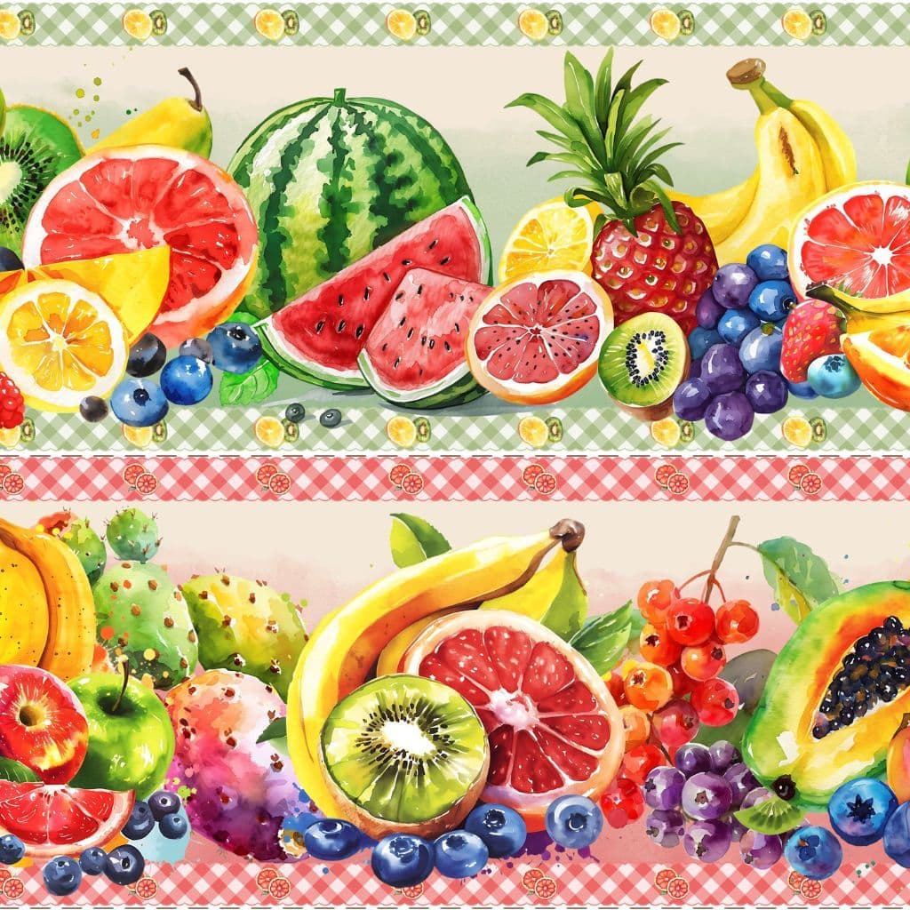 TRICOLINE DIGITAL ALGODÃO 100% BARRADO FRUTAS TROPICAIS