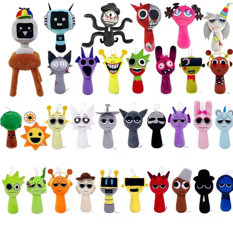 Pelúcias Sprunki 20Cm Orang Blue Raddy Owakcx MrSun Durple Tunner Jevin Clukr Brund Wenda Pink Funt Bot Black Jogo