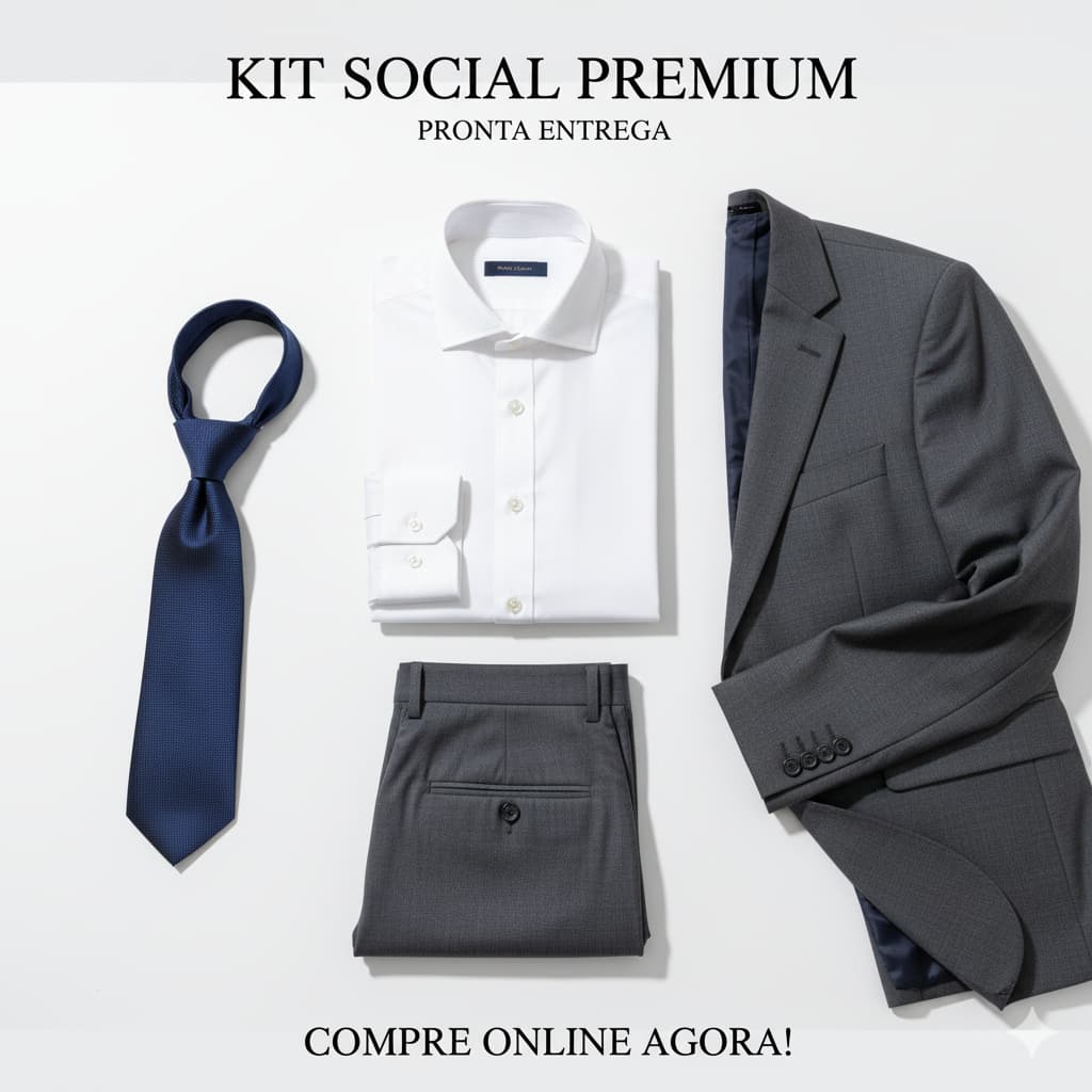 Kit Social Premium Terno De Luxo Masculino Completo - Paletó+Calça+Camisa Premium+Gravata De Luxo