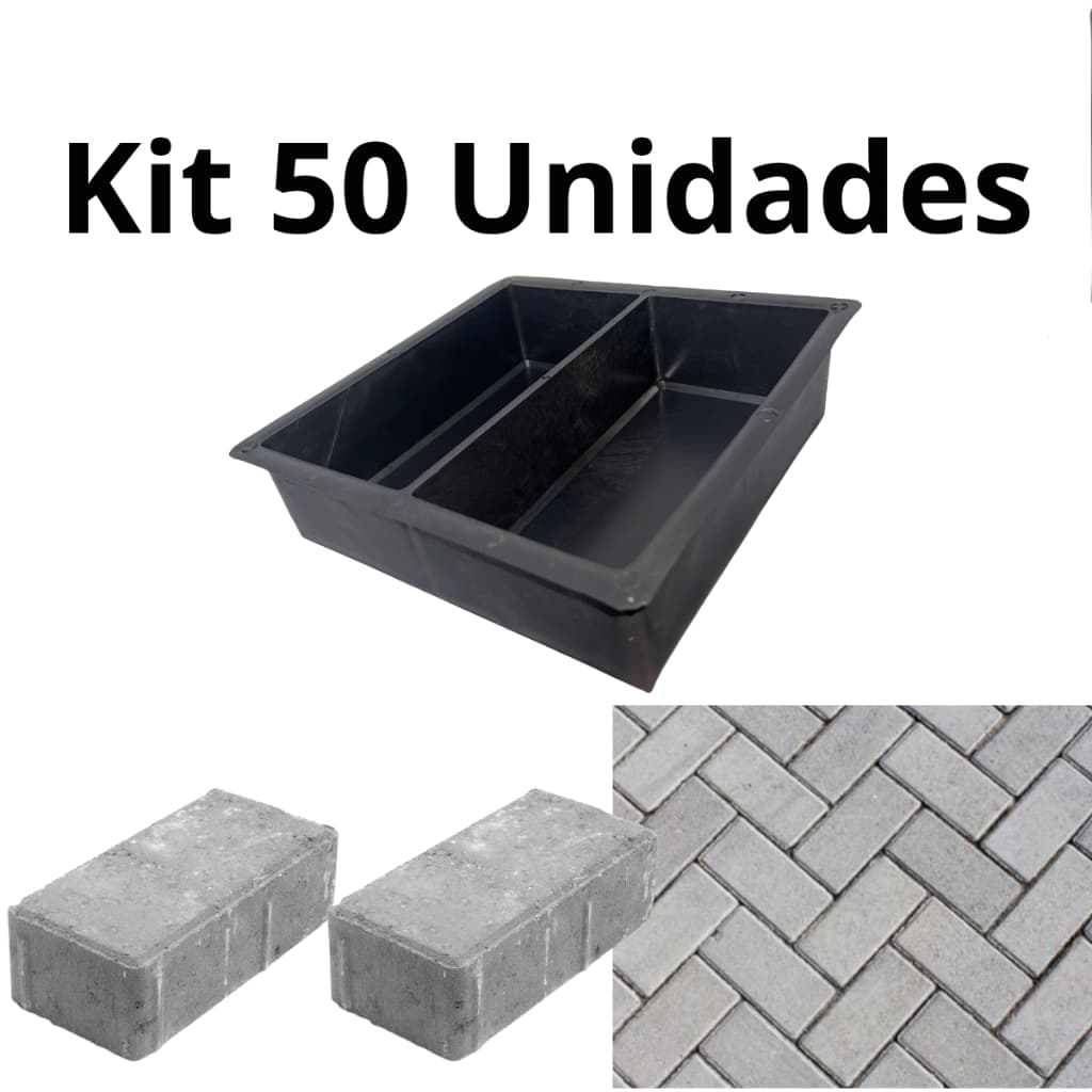 Kit 10 a 50 Formas Duplas Paver 20x10x6 – A Mais Reforçada do Mercado – Bloquete Cimento
